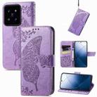 For Xiaomi 14 Pro Butterfly Love Flower Embossed Leather Phone Case(Purple) - 1