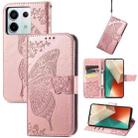 For Xiaomi Redmi Note 13 Pro Butterfly Love Flower Embossed Leather Phone Case(Rose Gold) - 1