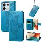 For Xiaomi Redmi Note 13 Pro Butterfly Love Flower Embossed Leather Phone Case(Blue) - 1