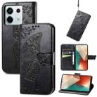 For Xiaomi Redmi Note 13 Pro Butterfly Love Flower Embossed Leather Phone Case(Black) - 1