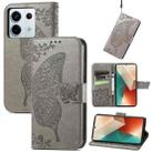 For Xiaomi Redmi Note 13 Pro Butterfly Love Flower Embossed Leather Phone Case(Grey) - 1