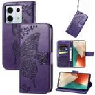For Xiaomi Redmi Note 13 Pro Butterfly Love Flower Embossed Leather Phone Case(Dark Purple) - 1