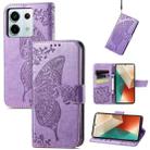 For Xiaomi Redmi Note 13 Pro Butterfly Love Flower Embossed Leather Phone Case(Purple) - 1