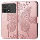 For Xiaomi Redmi K70 Butterfly Love Flower Embossed Leather Phone Case(Rose Gold) - 1