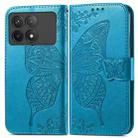 For Xiaomi Redmi K70 Butterfly Love Flower Embossed Leather Phone Case(Blue) - 1