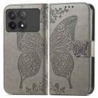 For Xiaomi Redmi K70 Butterfly Love Flower Embossed Leather Phone Case(Grey) - 1