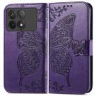 For Xiaomi Redmi K70 Butterfly Love Flower Embossed Leather Phone Case(Dark Purple) - 1