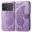 For Xiaomi Redmi K70 Butterfly Love Flower Embossed Leather Phone Case(Purple) - 1