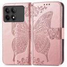 For Xiaomi Redmi K70E Butterfly Love Flower Embossed Leather Phone Case(Rose Gold) - 1