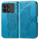 For Xiaomi Redmi K70E Butterfly Love Flower Embossed Leather Phone Case(Blue) - 1