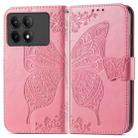 For Xiaomi Redmi K70E Butterfly Love Flower Embossed Leather Phone Case(Pink) - 1