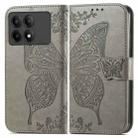 For Xiaomi Redmi K70E Butterfly Love Flower Embossed Leather Phone Case(Grey) - 1