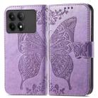 For Xiaomi Redmi K70E Butterfly Love Flower Embossed Leather Phone Case(Purple) - 1