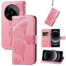 For Xiaomi 14 Ultra Butterfly Love Flower Embossed Leather Phone Case(Pink) - 1