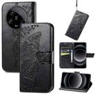 For Xiaomi 14 Ultra Butterfly Love Flower Embossed Leather Phone Case(Black) - 1