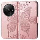 For Xiaomi Redmi A3 Butterfly Love Flower Embossed Leather Phone Case(Rose Gold) - 2