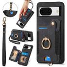 For Google Pixel 8a Retro Skin-feel Ring Multi-card RFID Wallet Phone Case(Black) - 1