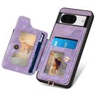 For Google Pixel 8a Retro Skin-feel Ring Multi-card RFID Wallet Phone Case(Purple) - 3