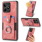 For Realme C35 4G Retro Skin-feel Ring Card Wallet Phone Case(Pink) - 1