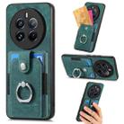 For Realme 12 Pro Retro Skin-feel Ring Card Wallet Phone Case(Green) - 1