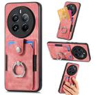 For Realme 12 Pro Retro Skin-feel Ring Card Wallet Phone Case(Pink) - 1