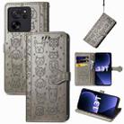 For Xiaomi 13T / 13T Pro Cat and Dog Embossed Leather Phone Case(Grey) - 1