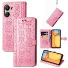 For Xiaomi Redmi 13C Cat and Dog Embossed Leather Phone Case(Pink) - 1