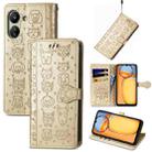 For Xiaomi Redmi 13C Cat and Dog Embossed Leather Phone Case(Gold) - 1