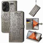 For Xiaomi Redmi Note 13 Pro+ Cat and Dog Embossed Leather Phone Case(Grey) - 1