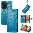 For Xiaomi Redmi Note 13 Pro+ Cat and Dog Embossed Leather Phone Case(Blue) - 1