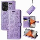 For Xiaomi Redmi Note 13 Pro+ Cat and Dog Embossed Leather Phone Case(Purple) - 1