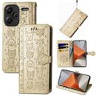 For Xiaomi Redmi Note 13 Pro+ Cat and Dog Embossed Leather Phone Case(Gold) - 1