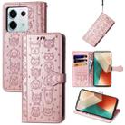 For Xiaomi Redmi Note 13 Pro Cat and Dog Embossed Leather Phone Case(Rose Gold) - 1