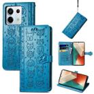 For Xiaomi Redmi Note 13 Pro Cat and Dog Embossed Leather Phone Case(Blue) - 1