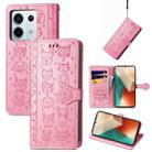 For Xiaomi Redmi Note 13 Pro Cat and Dog Embossed Leather Phone Case(Pink) - 1