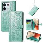 For Xiaomi Redmi Note 13 Pro Cat and Dog Embossed Leather Phone Case(Green) - 1