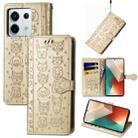 For Xiaomi Redmi Note 13 Pro Cat and Dog Embossed Leather Phone Case(Gold) - 1