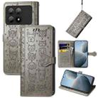 For Xiaomi Redmi K70E Cat and Dog Embossed Leather Phone Case(Grey) - 1