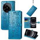 For Xiaomi 14 Ultra Cat and Dog Embossed Leather Phone Case(Blue) - 1