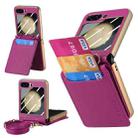 For Samsung Galaxy Z Flip5 5G Crossbody Electroplated Case-film Integrated Wallet Phone Case(Purple) - 1