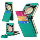 For Samsung Galaxy Z Flip5 5G Crossbody Electroplated Case-film Integrated Wallet Phone Case(Green) - 1