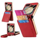 For Samsung Galaxy Z Flip5 5G Crossbody Electroplated Case-film Integrated Wallet Phone Case(Red) - 1