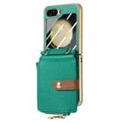 For Samsung Galaxy Z Flip5 5G Crossbody Litchi Electroplated Case-film Integrated Zipper Wallet Phone Case(Green) - 1