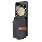 For Samsung Galaxy Z Flip5 5G Crossbody Litchi Electroplated Case-film Integrated Zipper Wallet Phone Case(Black) - 1