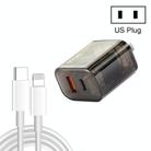 45PQ 45W PD25W + QC3.0 20W USB Super Fast Charger with Type-C to 8 Pin Cable, US Plug(Transparent Gray) - 1