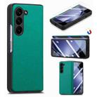 For Samsung Galaxy Z Fold5 5G Litchi Integrated Film Electroplated Magnetic Hinge Leather Phone Case(Green) - 1