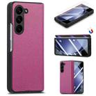 For Samsung Galaxy Z Fold5 5G Litchi Integrated Film Electroplated Magnetic Hinge Leather Phone Case(Rose) - 1