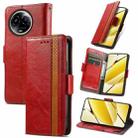 For Realme 5G  Global CaseNeo Splicing Dual Magnetic Buckle Leather Phone Case(Red) - 1