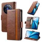 For Realme 12 Pro CaseNeo Splicing Dual Magnetic Buckle Leather Phone Case(Brown) - 1
