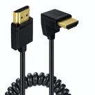 JUNSUNMAY 4K 60Hz HDMI Male to Male HDMI 2.0V Elbow Head Spring Cable, Length:1.2m(Down) - 1